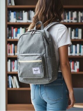 Herschel Supply Co. Grey Dot Backpack with Cream Patch